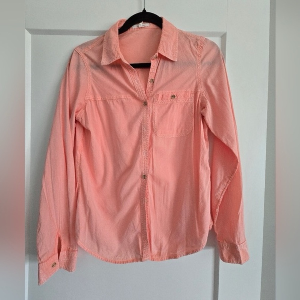 Maurices Peach Womens Small Button-Up Shirt Cotton Rayon